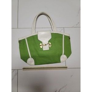 womens vintage green and white tommy hilfiger purse